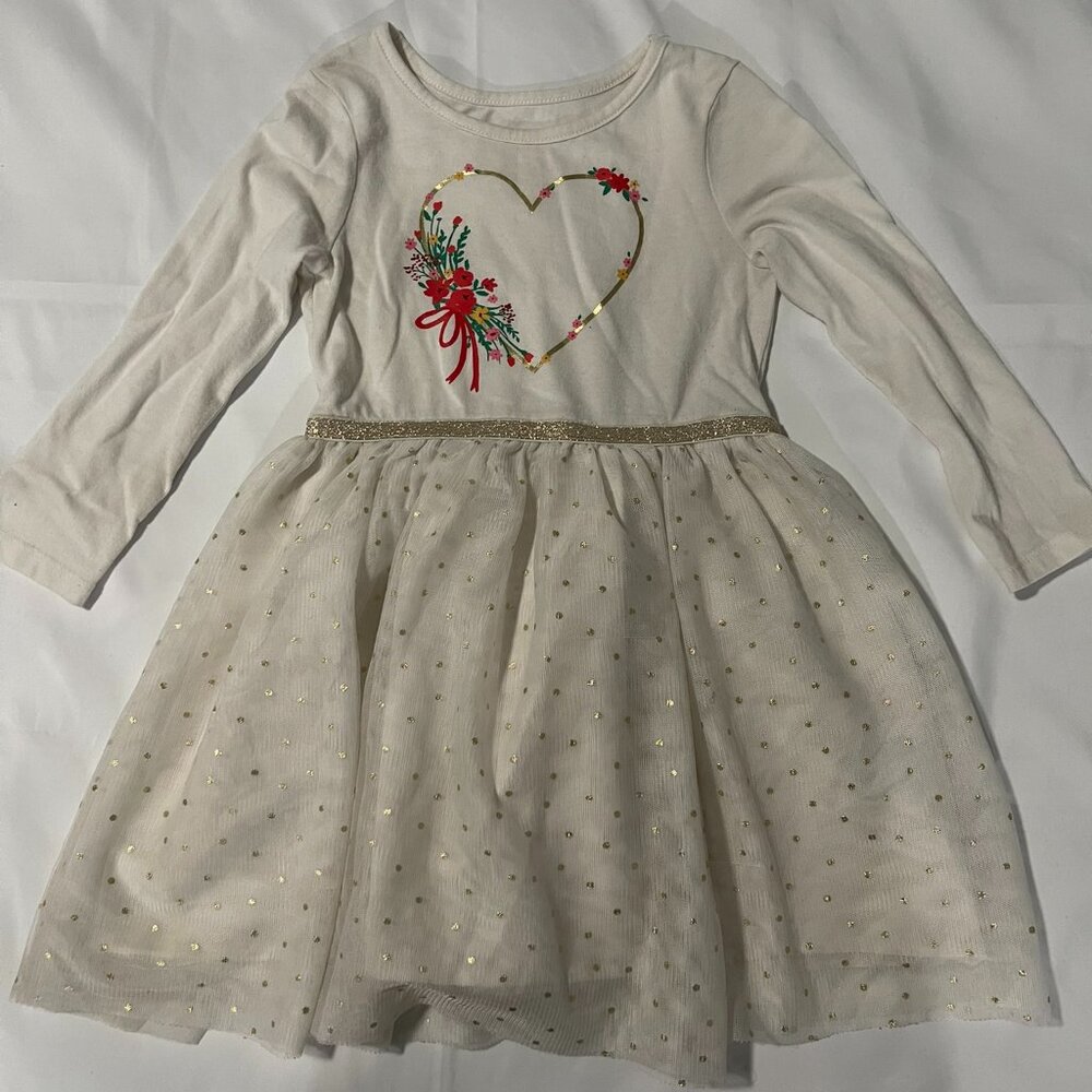 Cat & Jack Flower Heart Girls Shirt Tutu Dress Hearts Size 4T